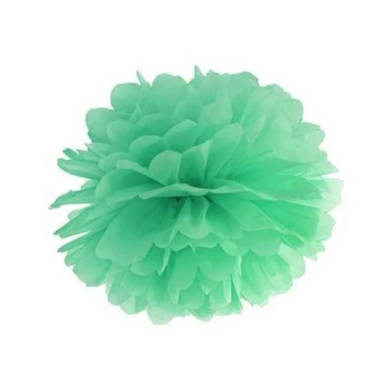 Pompon en papier de soie menthe foncé 25 cm