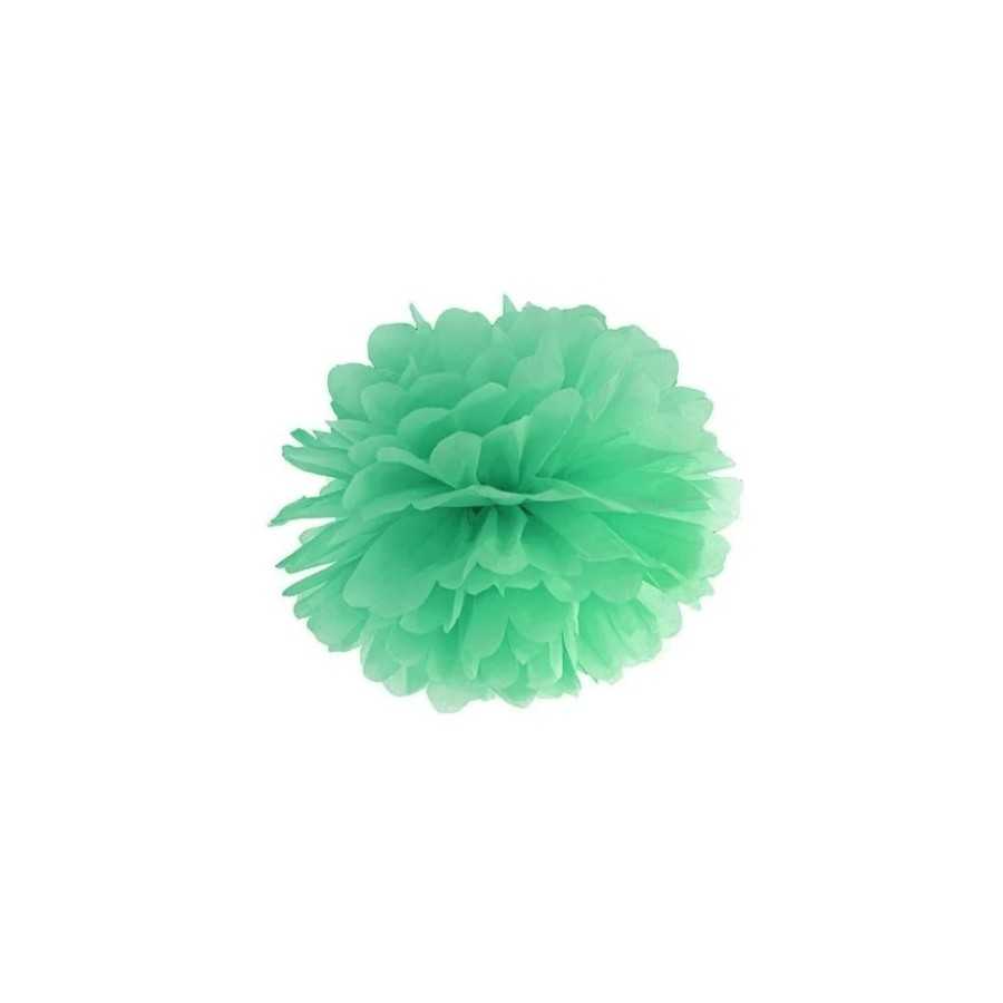 Pompon en papier de soie menthe foncé 25 cm