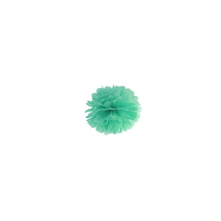 Pompon en papier de soie menthe foncé 35 cm