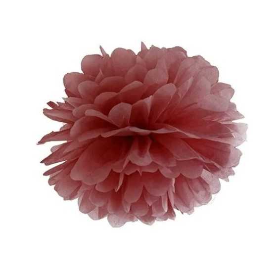 Pompon en papier de soie marsala 25 cm