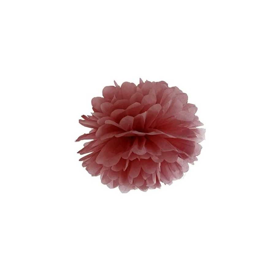 Pompon en papier de soie marsala 25 cm