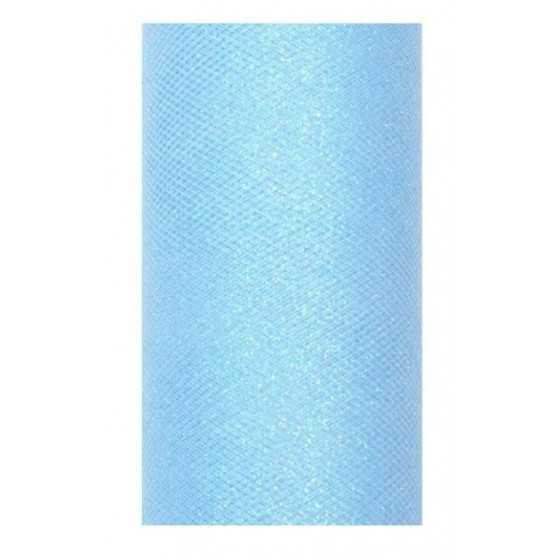 9 m de tulle bleu ciel scintillant de 15 cm