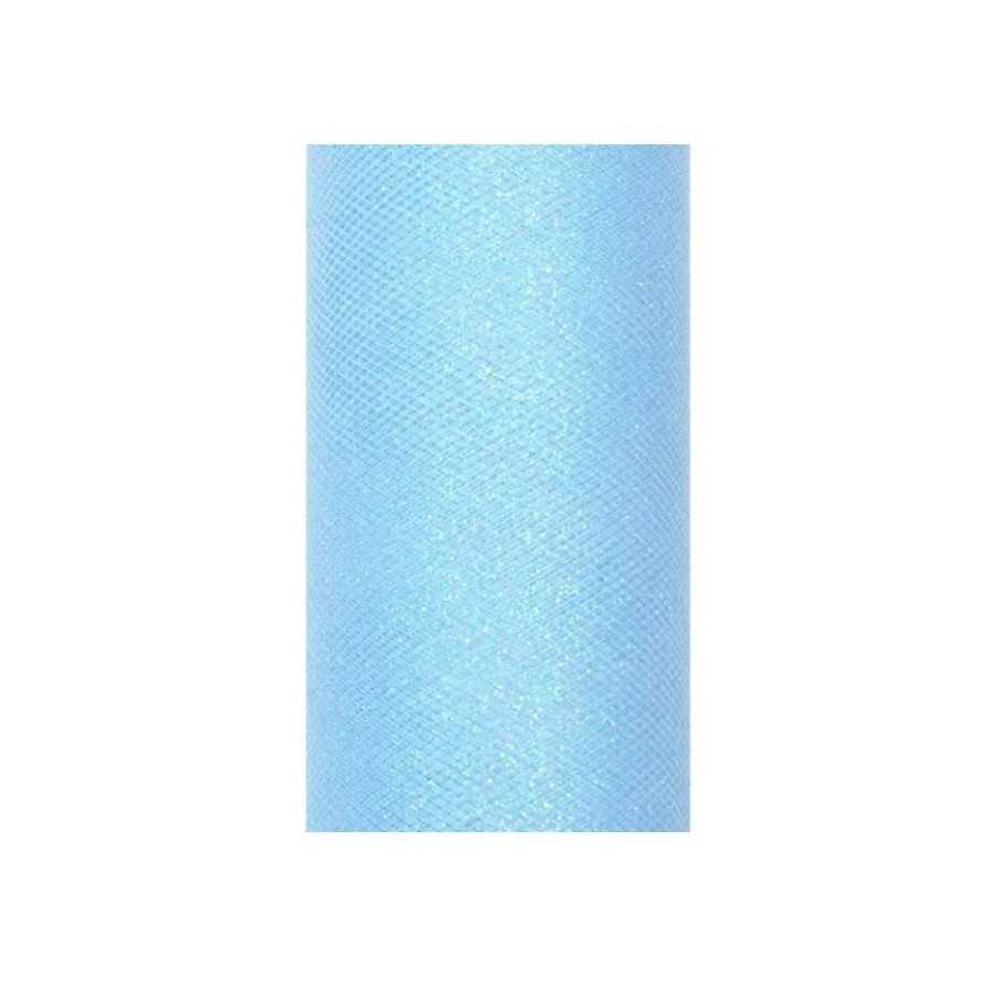 9 m de tulle bleu ciel scintillant de 15 cm