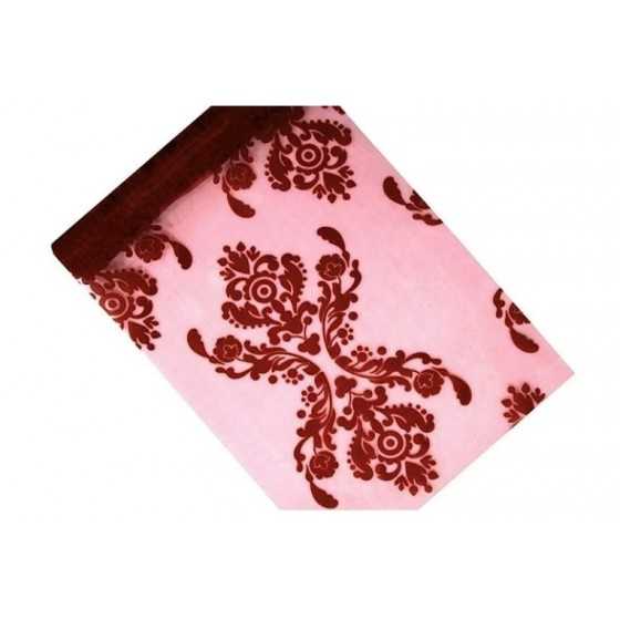 9 m chemin de table organza bordeaux avec des ornements