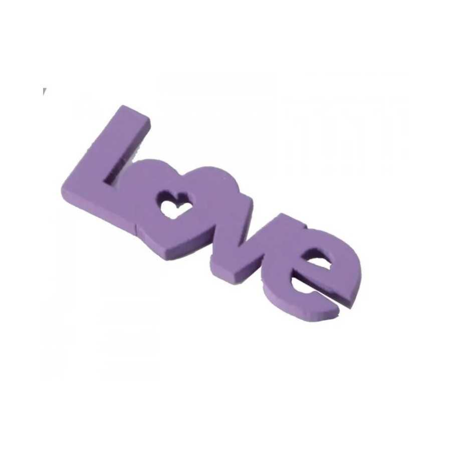 12 love en bois lilas autocollant