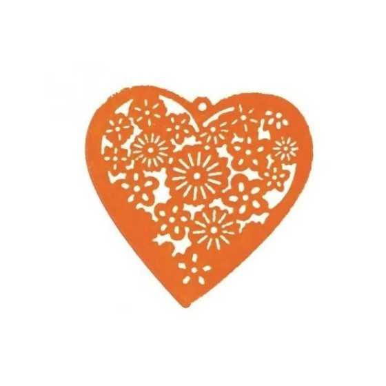 10 coeur en bois orange découpé au laser