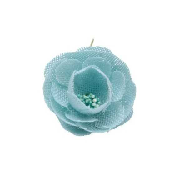 10 pivoines en toile de jute turquoise