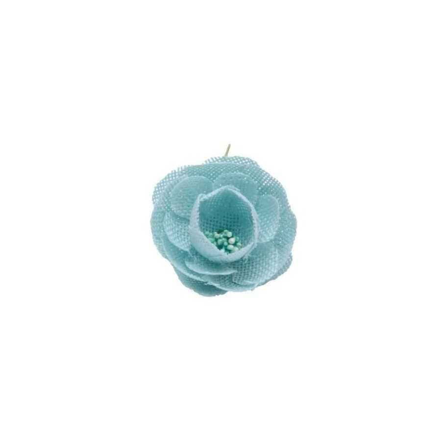 10 pivoines en toile de jute turquoise