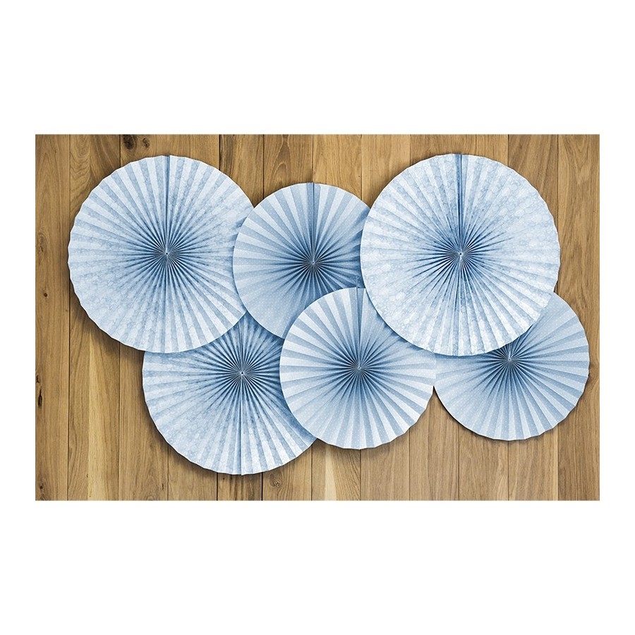 2 rosettes en papier gris-bleu fond