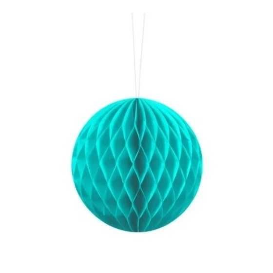 Boule papier turquoise alvéolé 10 cm