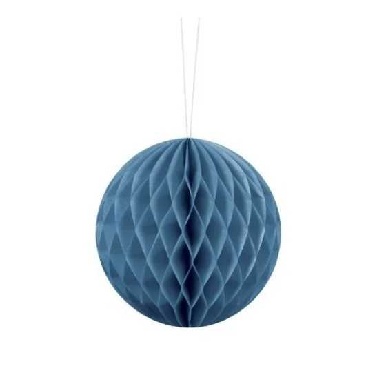 Boule papier bleu alvéolé 10 cm