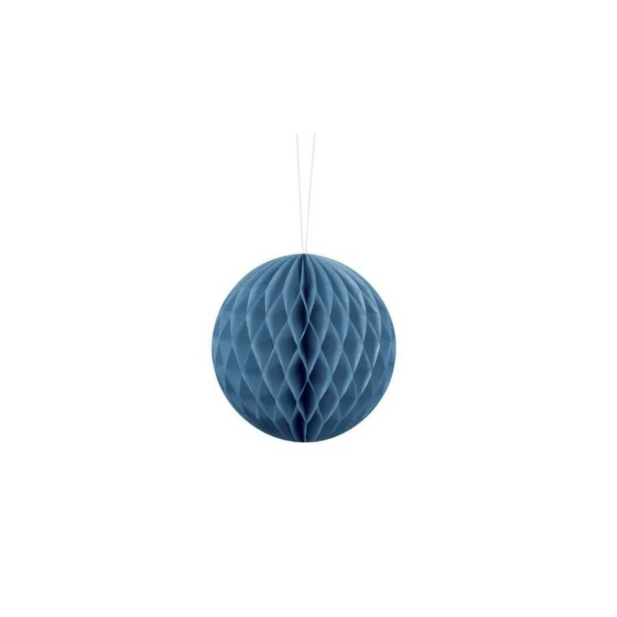 Boule papier bleu alvéolé 10 cm