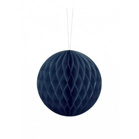 Boule papier bleu marine alvéolé 10 cm