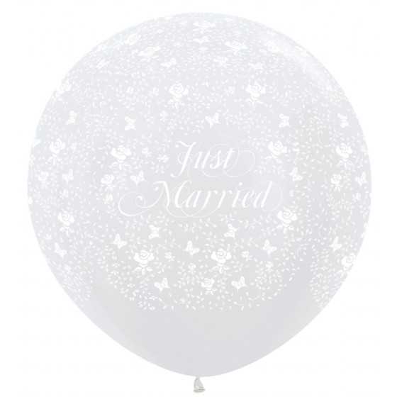 Ballon 90 cm Just married avec des papillons