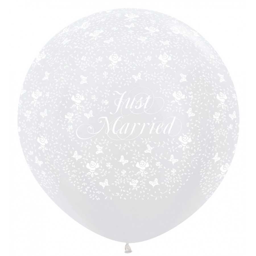 Ballon 90 cm Just married avec des papillons