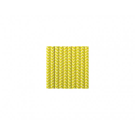 10 Pailles Chevrons Jaune