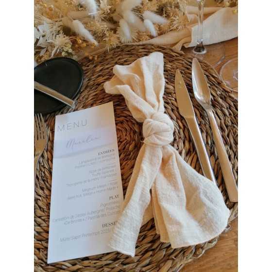 Location serviette gaz de coton écrue mariage