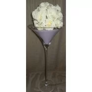 Location vase martini avec roses et perles (couleur au choix)